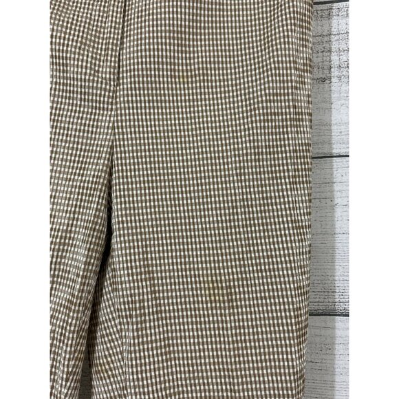 Piazza Sempione Brigirre Brown & White Gingham Pant Size 48/12 - Picture 2 of 3